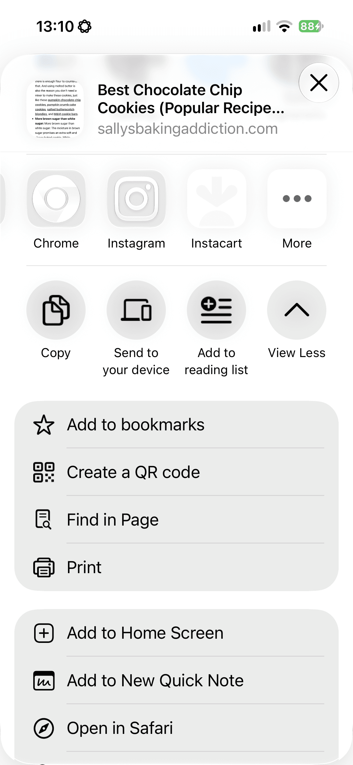 Tap More in the Share Sheet